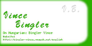 vince bingler business card